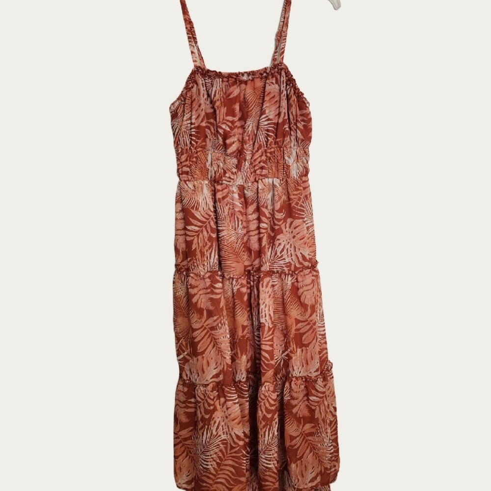Tropical Print Sleeveless Summer Maxi Dress